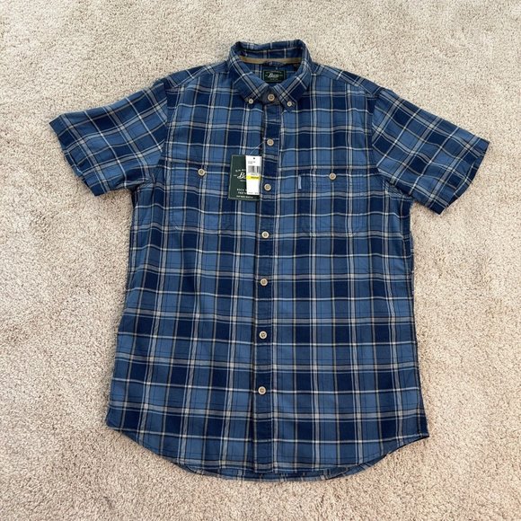 G.H. Bass & Company Mens Shirt M Short Sleeve Blue Plaid Button Front NWT - Picture 1 of 11